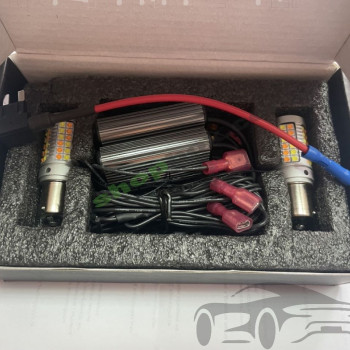Двуцветни LED крушки 2 в 1 за Дневни светлини (DRL) и Мигачи (Switchback) – CANBUS, 12V, 69 SMD