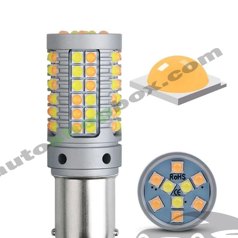 Универсални LED крушки 2 в 1 за Дневни светлини (DRL) + Мигач (Switchback) BA15S (1156) – 4140LM, CANBUS, 12V (комплект)