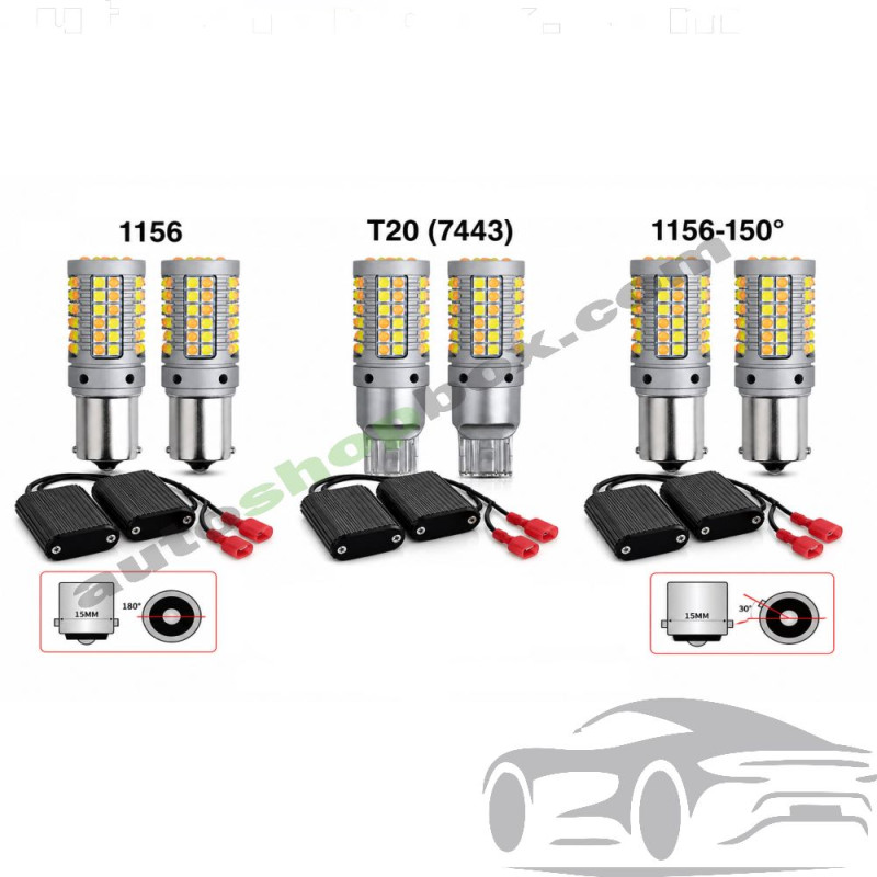 Универсални LED крушки 2 в 1 за Дневни светлини (DRL) + Мигач (Switchback) BA15S (1156) – 4140LM, CANBUS, 12V (комплект)