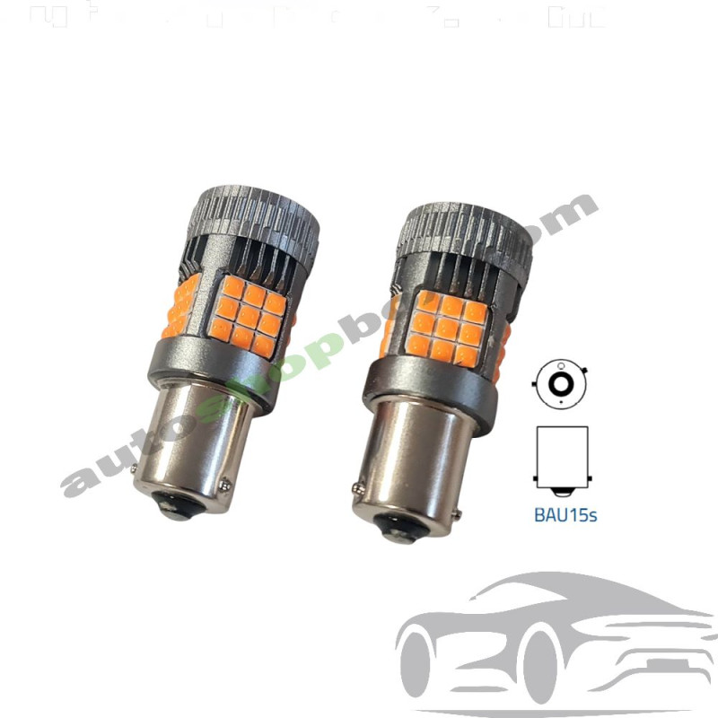 Диодни LED крушки за мигачи P21W / BAU15s (PY21W), оранжеви, комплект 2 бр. 