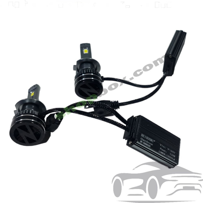 Мощни LED крушки H7  Super Power, 120W, 12000LM, CANBUS (9V-60V) – комплект 2 бр.