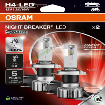 Диодна крушка фар за дълги светлини H4/H19 OSRAM NIGHT BREAKER LED SMART- 12V 20/19W 6000K с одобрение на обществени пътища