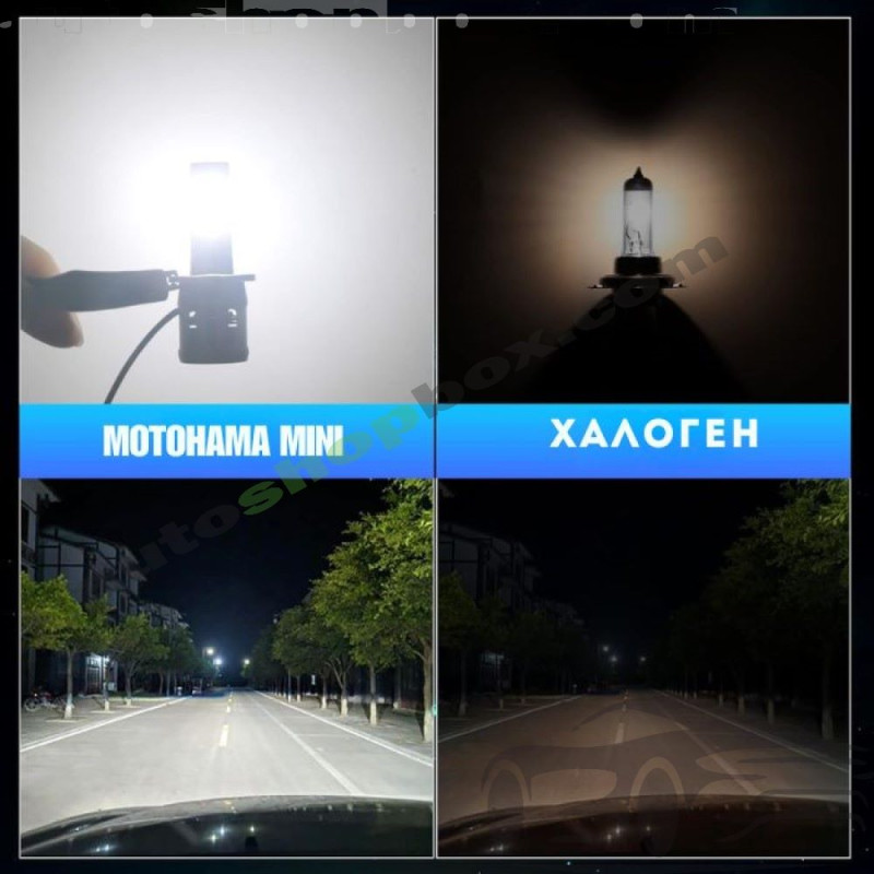 Диодни LED крушки Motohama Mini H3, 2600lm, 6000K, 12V, 30W - комплект 2 бр.