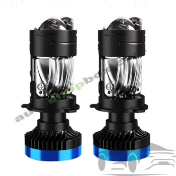 Диодни LED крушки за фарове H4 PA1113 с вградени лупи, 70W, 6000K, 12V-24V - комплект 2 бр.