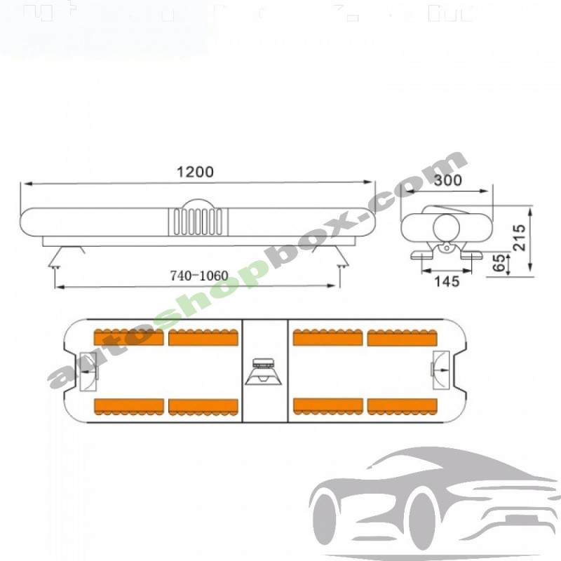 Професионален COB LED авариен панел МАЯК за покрив (120см) - 12V/24V, 392 COB диода, IP65