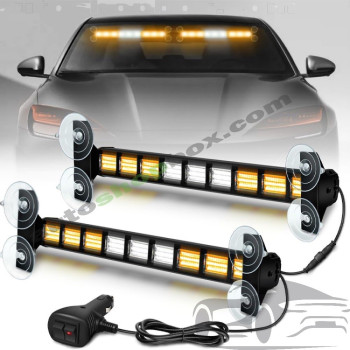 Комплект професионални LED сигнални лампи МАЯК Жълто/Бял (2 бр. х 44см) - 12V/24V, IP67, за стъкло/табло