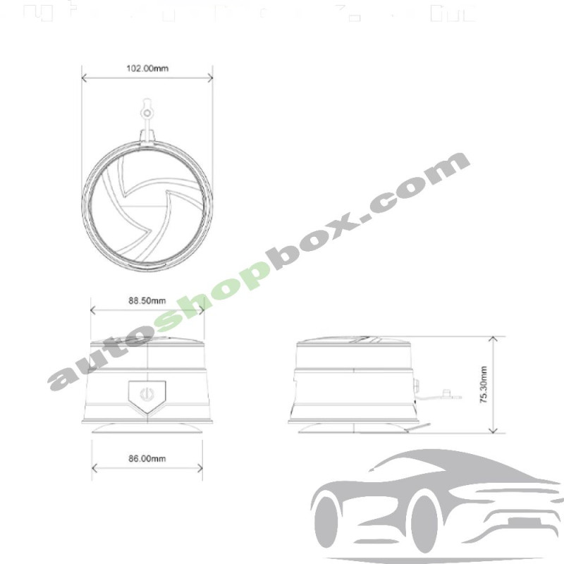 Акумулаторна LED сигнална лампа МАЯК 2071 с дистанционно 12V/24V - Магнит и Вакуум (30 LED)