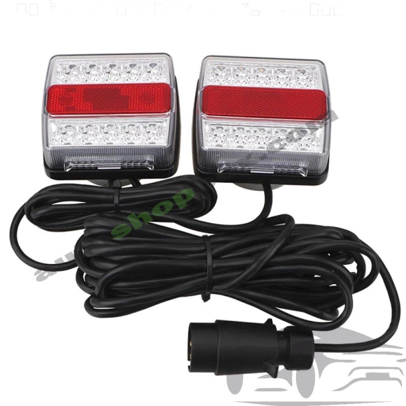 Комплект магнитни LED стопове за ремарке и платформа (12V/24V) с окабеляване - 7.5м кабел