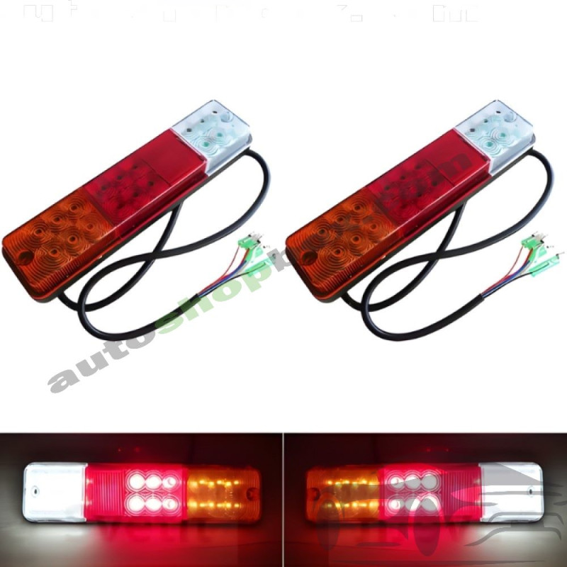 Комплект компактни LED стопове за ремарке и бус 22см (12V) - 2 броя