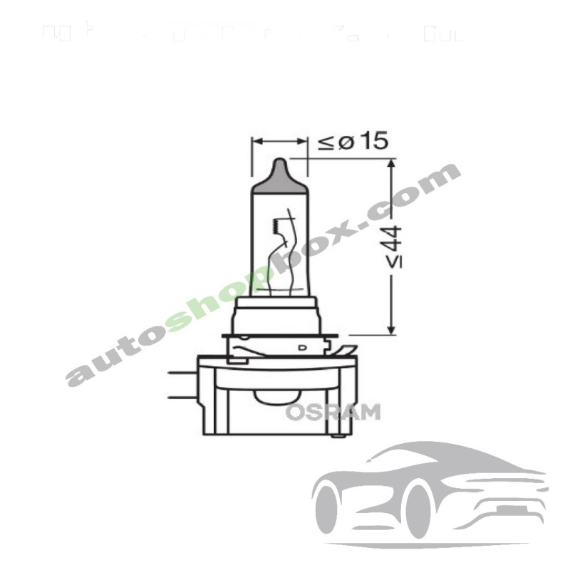 Крушка, фар за дълги светлини H8B Osram Standard 12V, 35W- 1бр