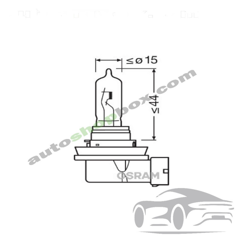 Крушка, фар за дълги светлини H9 Osram Standard 12V, 65W- 1бр