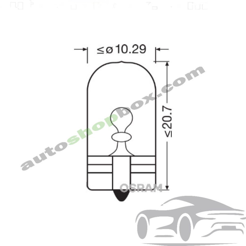 Крушка, светлини купе W6W Osram Standard 12V, 6W- 10бр.