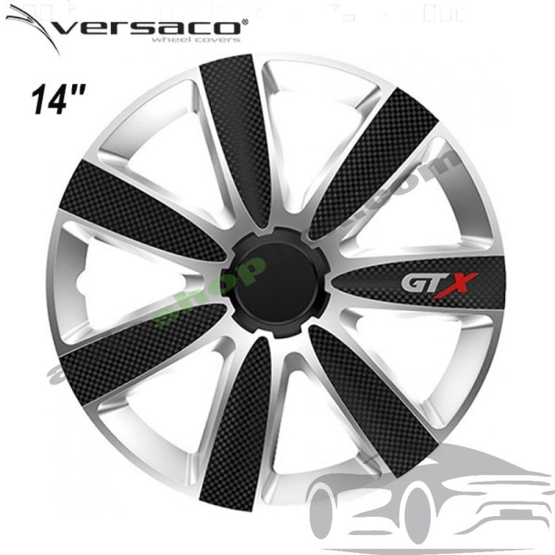 Комплект тасове за джанти 14" Versaco Carbon GTX Black / Silver (4 бр.)