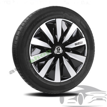 Тасове за джанти 14" Sparco LAZIO - 4 броя (Черно и Сребристо)