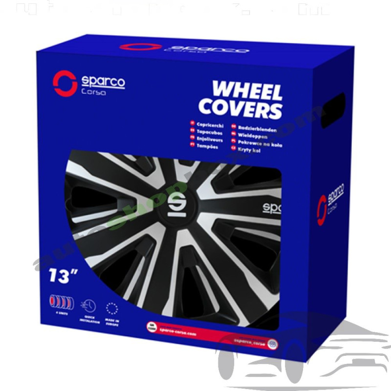 Тасове за джанти 16" Sparco PALERMO - 4 броя (Сребристо и Черно)
