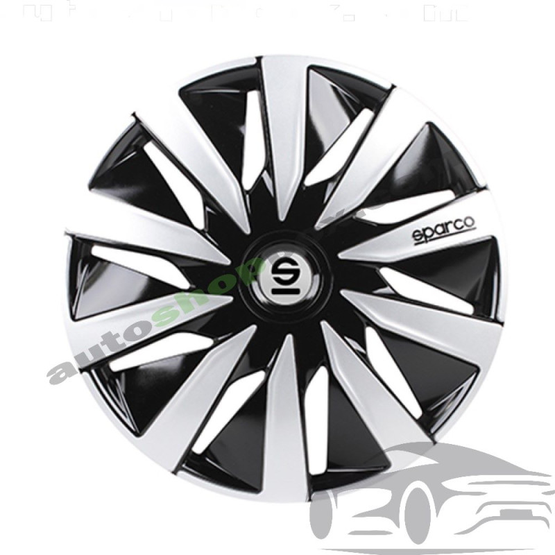 Тасове за джанти 15" Sparco LAZIO - 4 броя (Черно и Сребристо)