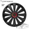 Комплект тасове за джанти 15" Versaco Trend RR Black с червен пръстен (4 бр.)