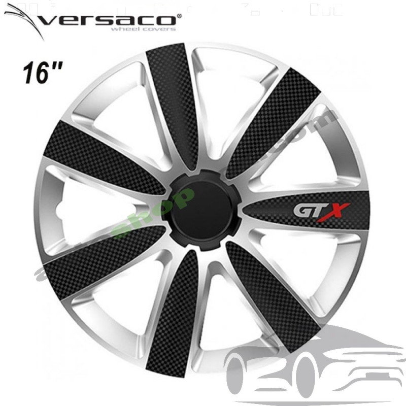 Тасове за джанти 16'' Versaco Carbon GTX Black / Silver, комплект 4 бр.